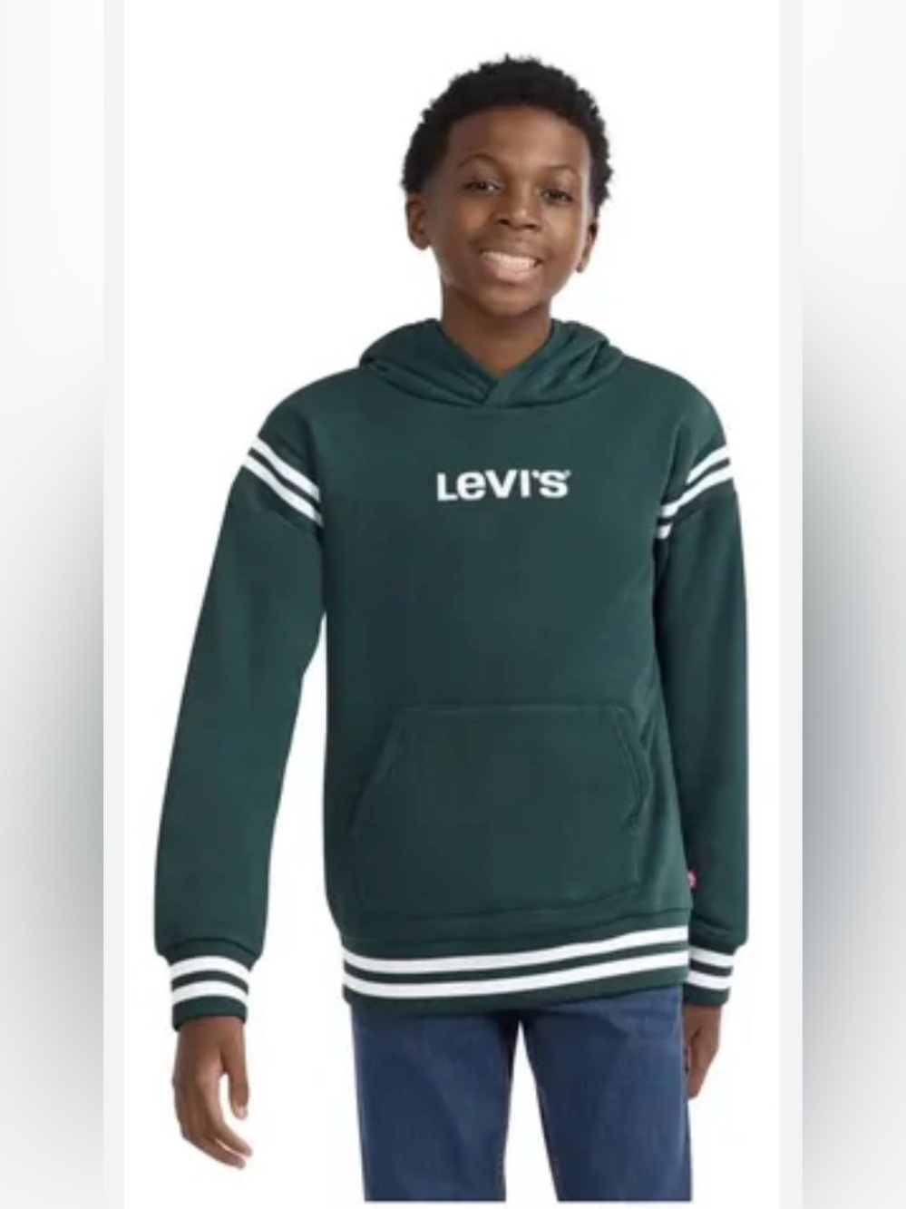 NEW Levi's Big Boys XL (14/16) Green Pullover Hoodie Fleece Pocket Athleisure